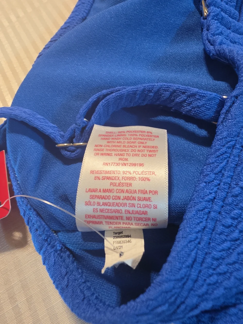 Xhilaration CobaltBlue Bikini Top Size Large M(4-6) Junior Textured Swimwear NWT
